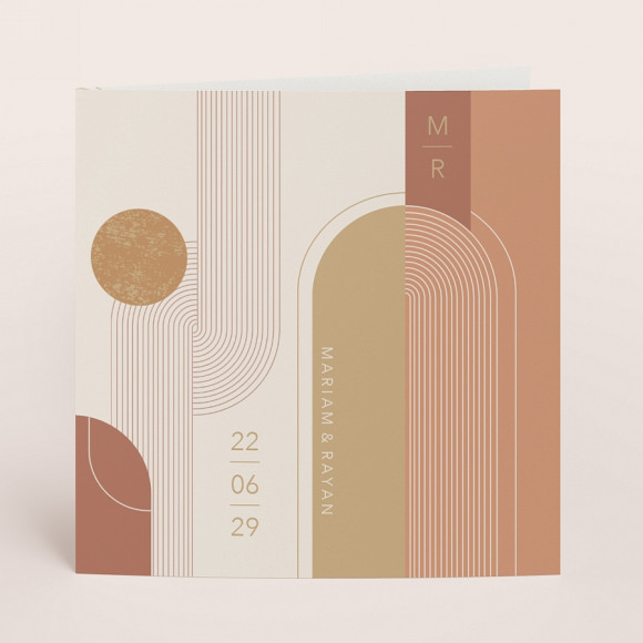 MIJN ONTWERP Vierkante art-deco trouwkaart met abstracte vormen 1Size