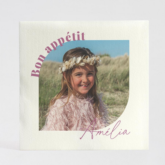 MIJN ONTWERP Serviette personnalisée communion photo originale - Lot de 9 1Size
