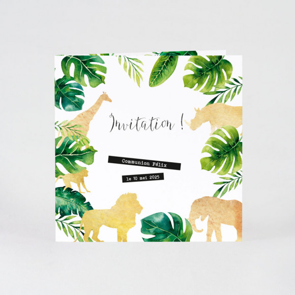 MA CRÉATION Faire part communion feuilles tropicales et animaux sauvages Non applicable 1Size