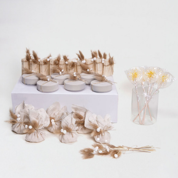 MAAK JE ONTWERP Bedankjes set beige met 27 bedankjes 1Size