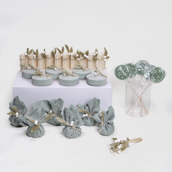 MAAK JE ONTWERP Bedankjes set groen met 27 bedankjes 1Size