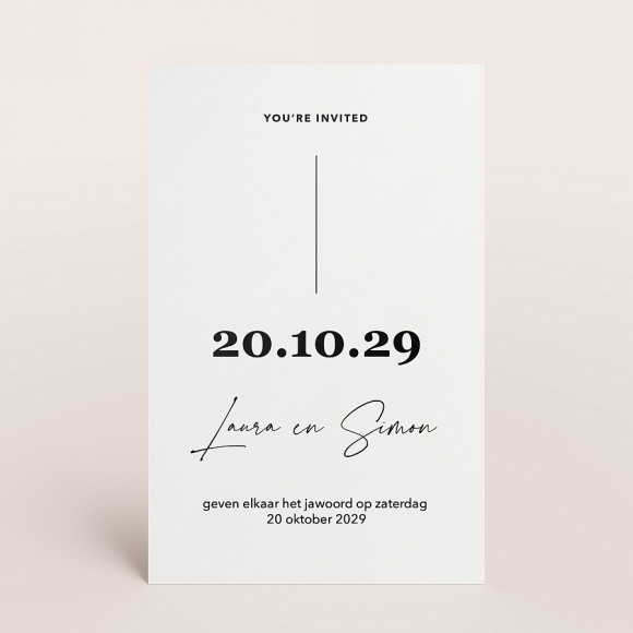 MAAK JE ONTWERP Minimalistische trouwkaart gedrukt op dik papier 1Size