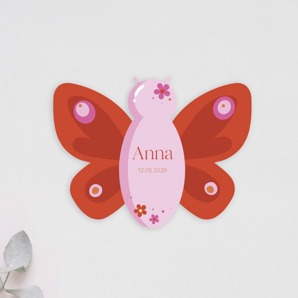 MAAK JE ONTWERP Origineel geboortekaartje in de vorm van een vlinder 1Size