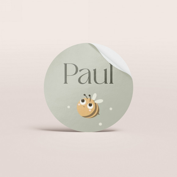 MAAK JE ONTWERP Schattige naamsticker met bij 1Size