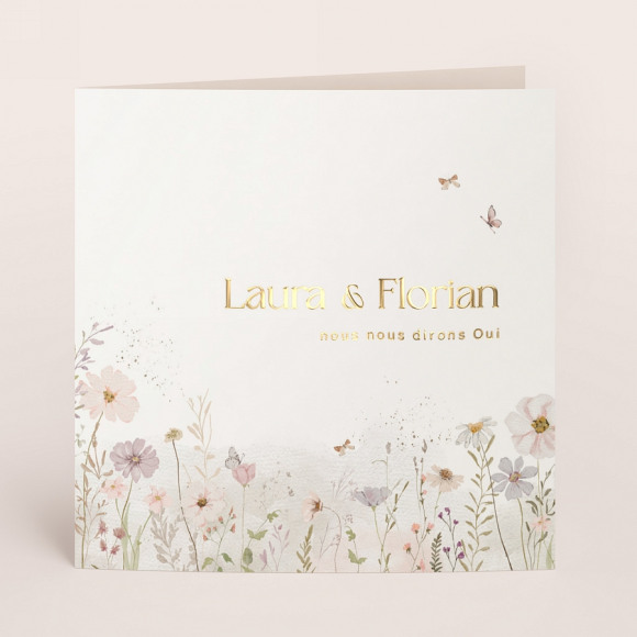 MIJN ONTWERP Faire part mariage champs floral et douces couleurs 1Size
