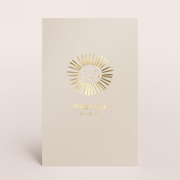 MIJN ONTWERP Luxe geboortekaartje met leeuw en goudfolie 1Size