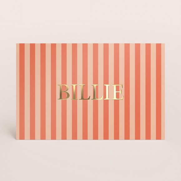 MIJN ONTWERP Hip geboortekaartje met strepen en naam in folie 1Size