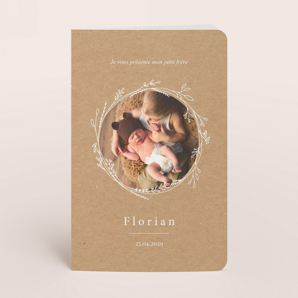 MIJN ONTWERP Faire part naissance bords arrondis et cadre fleurie 1Size