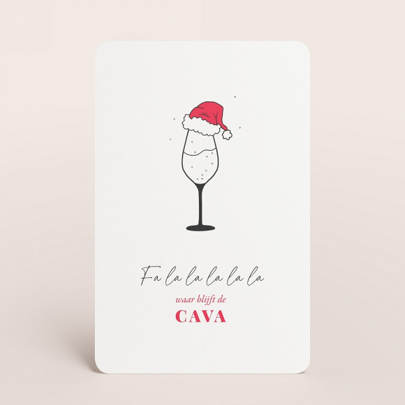 MIJN ONTWERP Grappige kerstkaart met glaasje cava en tekst NoColour 1Size