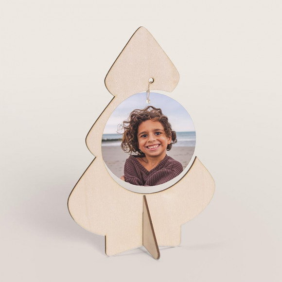 MA CRÉATION Originele houten nieuwjaarsbrief in vorm van kerstboom met foto 1Size