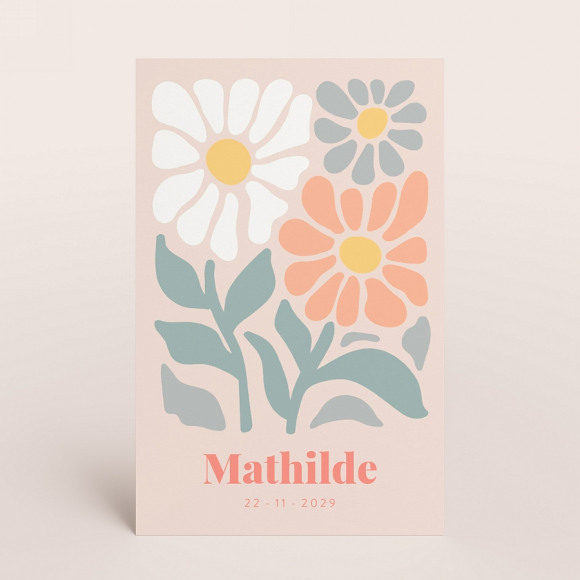 MA CRÉATION Retro geboortekaartje met groovy bloemenprint 1Size