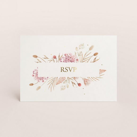 MA CRÉATION Carton réponse mariage bouquet floral rose et blanc 1Size