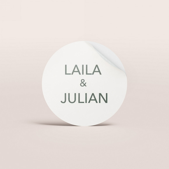 MA CRÉATION Minimal naamsticker met jullie namen (3,7 cm) 1Size