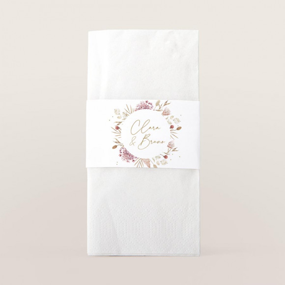 MA CRÉATION Rond de serviette mariage bouquet floral rose et blanc 1Size