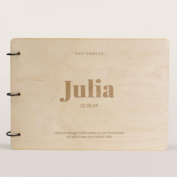 MA CRÉATION Gastenboek babyborrel in hout met naam en quote 1Size