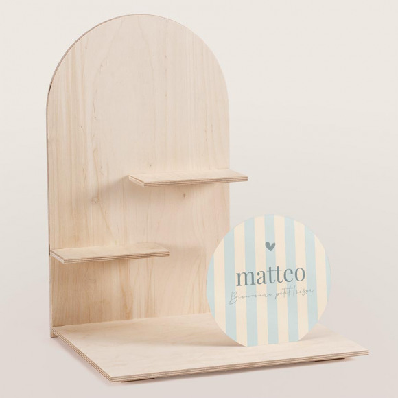 MIJN ONTWERP Présentoir dragées baptême en bois et plexi ligné 1Size