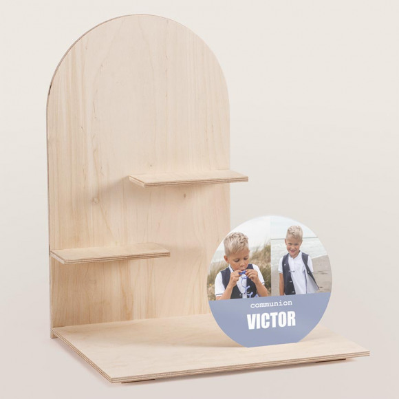 MIJN ONTWERP Présentoir dragées communion en bois et duo de photos sur plexi 1Size