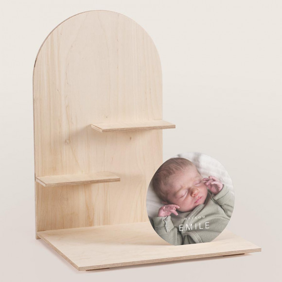 MIJN ONTWERP Houten presentatierek voor doopsuiker met foto op plexi en naam 1Size
