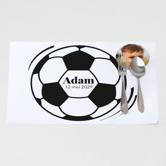MIJN ONTWERP Placemat met voetbal en foto 1Size