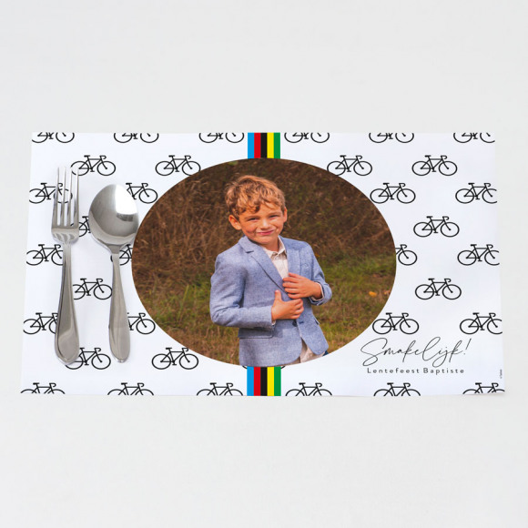 MIJN ONTWERP Placemat met fietsjes en foto 1Size