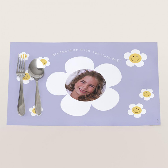 MIJN ONTWERP Placemat met madeliefjes en foto 1Size
