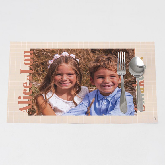 MIJN ONTWERP Placemat met namen en grote foto 1Size