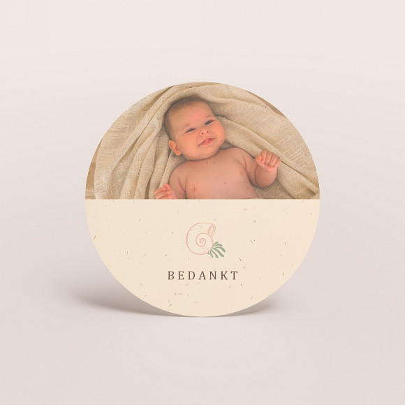 MIJN ONTWERP Rond bedankkaartje met foto en schelpje 1Size