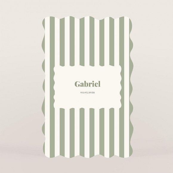 MIJN ONTWERP Origineel geboortekaartje met streepjes en golfrand 1Size