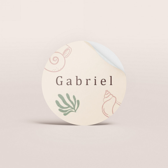 MIJN ONTWERP Sticker autocollant baptême coquillage et fond marin 1Size