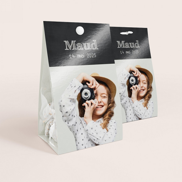 MAAK JE ONTWERP Snoepzakje krijtbord met eigen foto's 1Size