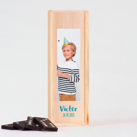 MAAK JE ONTWERP Dominospel in houten doosje met eigen foto en tekst 1Size