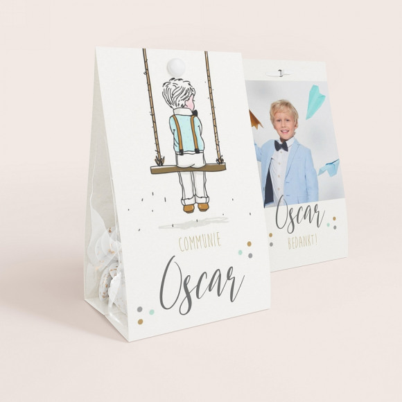 MAAK JE ONTWERP Snoepzakje jongen op schommel 1Size