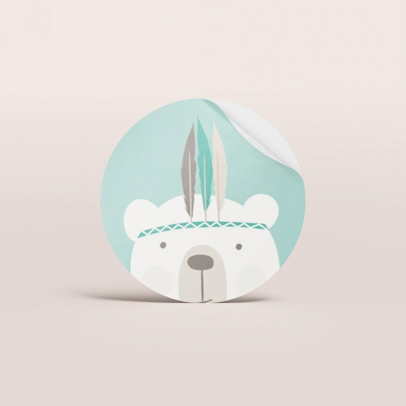 MAAK JE ONTWERP Sticker autocollant pot en terre ourson indien 1Size