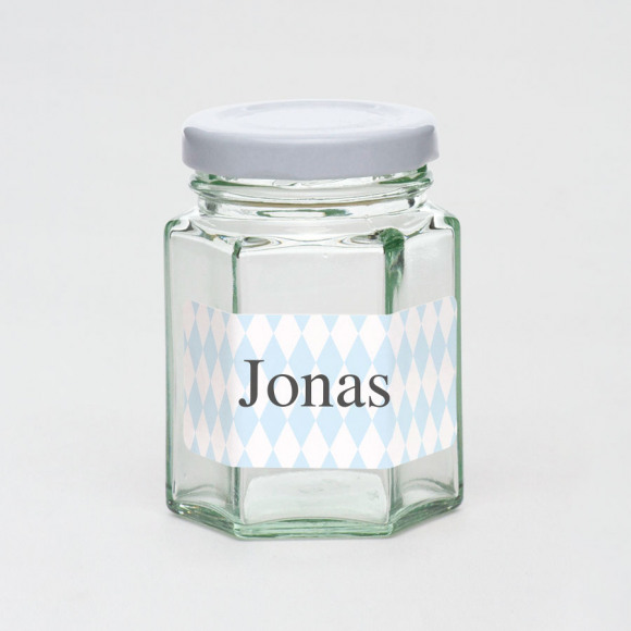 MA CRÉATION Adressticker met blauw ruitje 1Size
