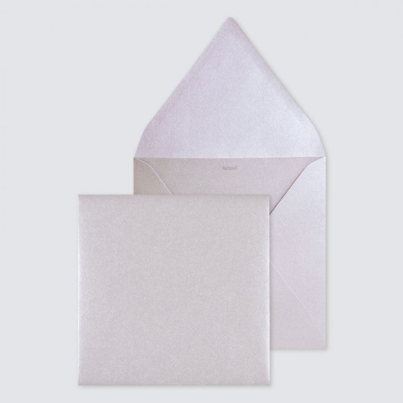 MIJN ONTWERP Vierkante zilver metallic enveloppe met puntklep 1Size