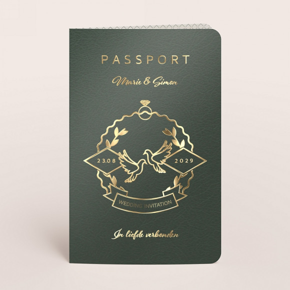 MA CRÉATION Paspoort trouwkaart in leatherlook en goudfolie 1Size