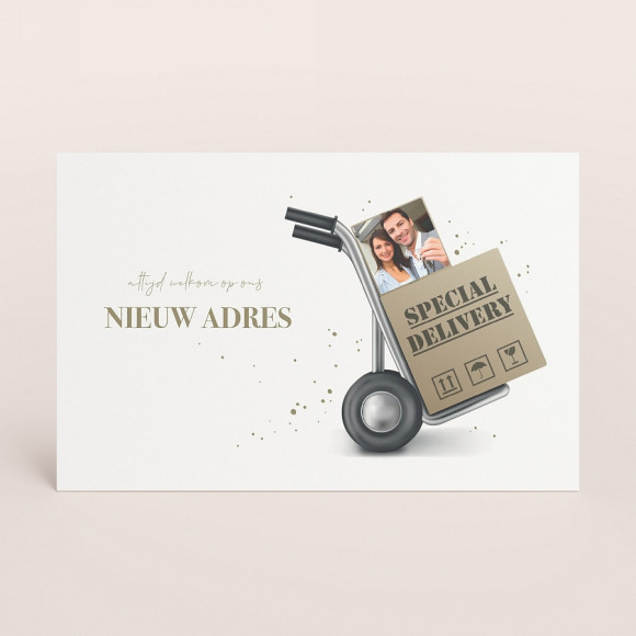 MIJN ONTWERP Verhuiskaart met foto Special delivery 1Size