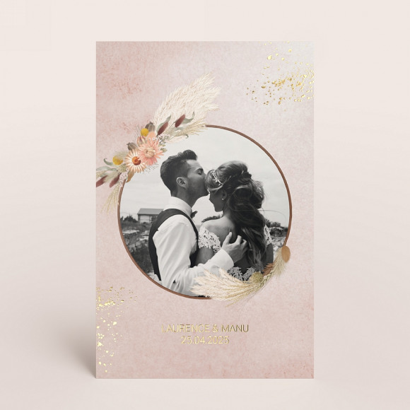 MA CRÉATION Carte remerciement mariage pampa magique 1Size