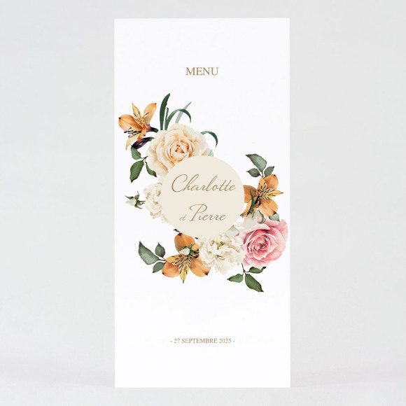 MA CRÉATION Carte menu mariage floraison automnale Non applicable 1Size