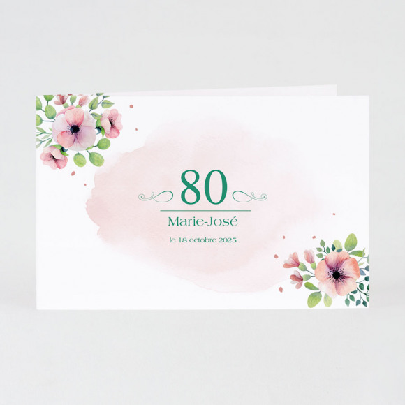 MA CRÉATION Carte d'anniversaire aquarelle rose et fleurs Non applicable 1Size