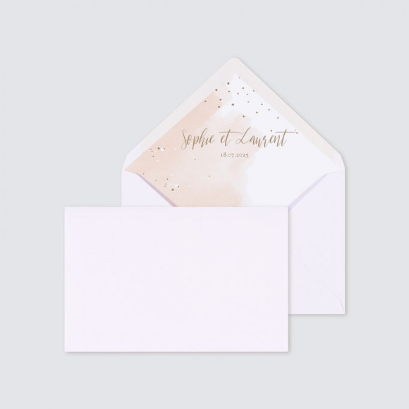 MA CRÉATION Enveloppe mariage aquarelle corail et confettis dorés 1Size