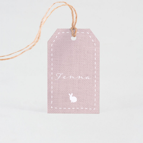 MA CRÉATION Doopsuiker label in roze linnenmotief 1Size