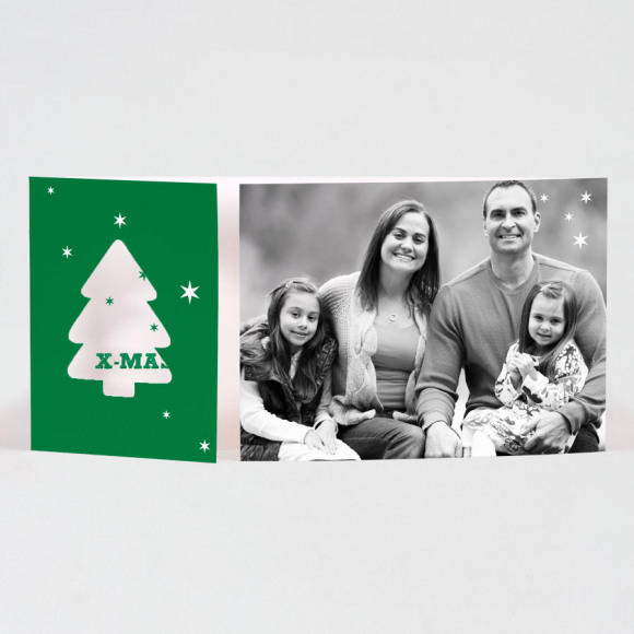 MA CRÉATION Kerstkaart met foto en uitgekapte kerstboom 1Size