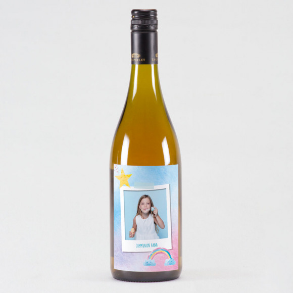 MA CRÉATION Etiquette bouteille de vin communion arc en ciel et photo 1Size