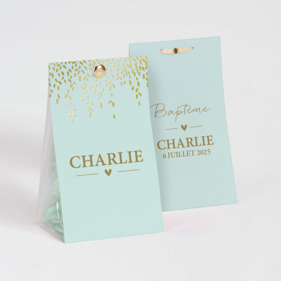 MA CRÉATION Étui à dragées naissance vert menthe et laurier doré 1Size