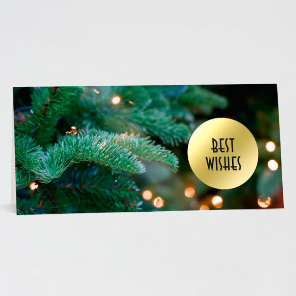 MIJN ONTWERP Wenskaart 'Best Wishes' in goudfolie op kerstboom NoColour 1Size