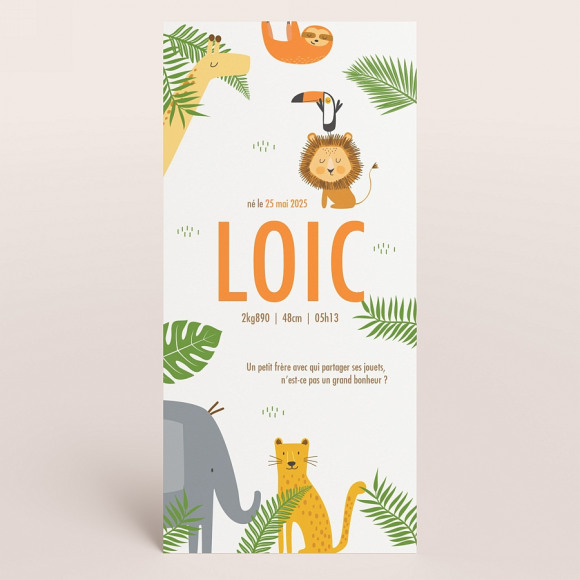 MIJN ONTWERP Faire part naissance famille des animaux 1Size