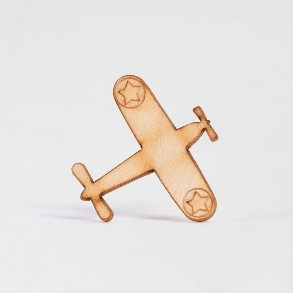 MIJN ONTWERP Houten opplakmotief in de vorm van een vliegtuigje 1Size