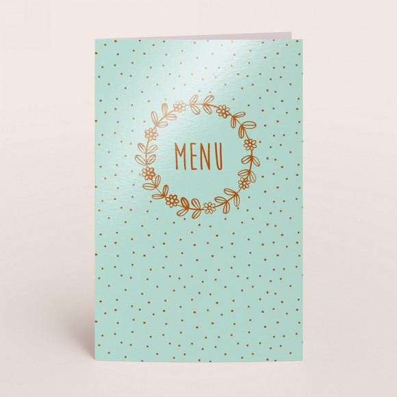 MIJN ONTWERP Menukaart munt met bloemenkrans 1Size