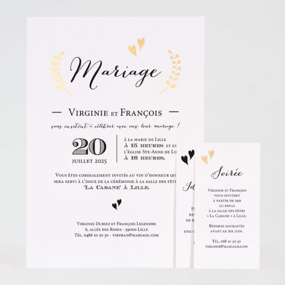 MIJN ONTWERP Faire part mariage carte simple blanche et motifs dorés| Buromac 108021 NoColour 1Size
